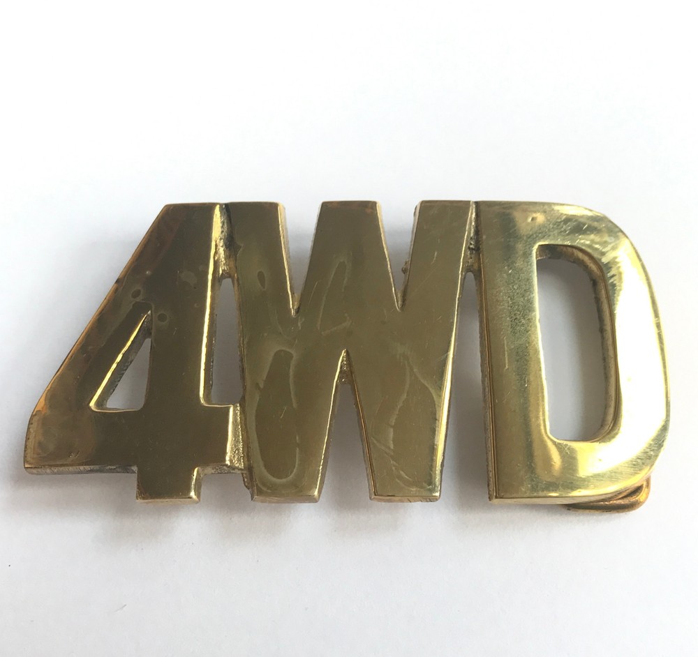e273 Vintage Original Solid Brass 4WD Belt Buckle