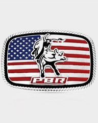 Montana Silversmiths America Loves Bull Riding PBR Buckle Silver