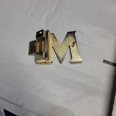 MCM gold logo reversible Belt Buckle Clean Not Too Bad Condition.