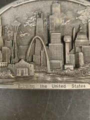 American Construction Worker Numbered 7/5000 Belt Buckle 1988 Made In USA Pewter