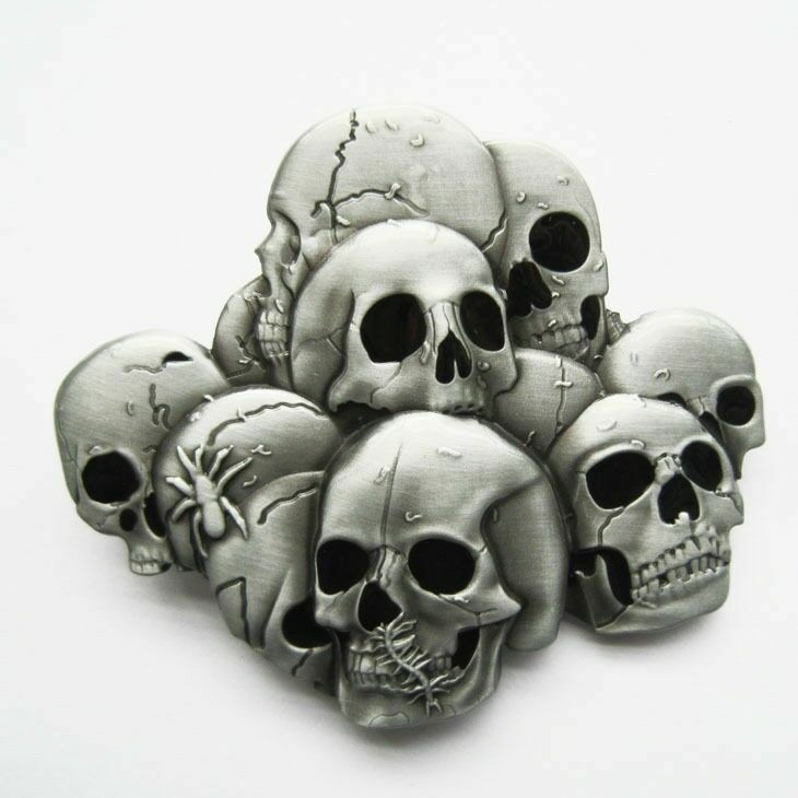 Pile of Skull Heads Metal Belt Buckle