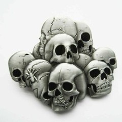 Pile of Skull Heads Metal Belt Buckle