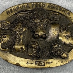 Vintage Kent Feed Belt Buckle Lewis Buckles Agriculture Gold Tone Farmer