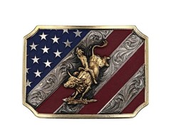 Montana Silversmiths Western Belt Buckle Patriot Bull Rider A865