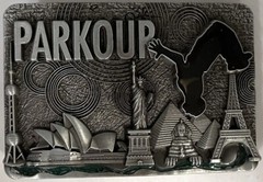 Parkour Rectangular Pewter Metal Belt Buckle 3.5&Prime; X 2.5&Prime; Athletic Training