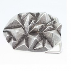 Asymmetrical Pyramid Belt Buckle in Antique Silver, Rustic Interchangeable Buckle