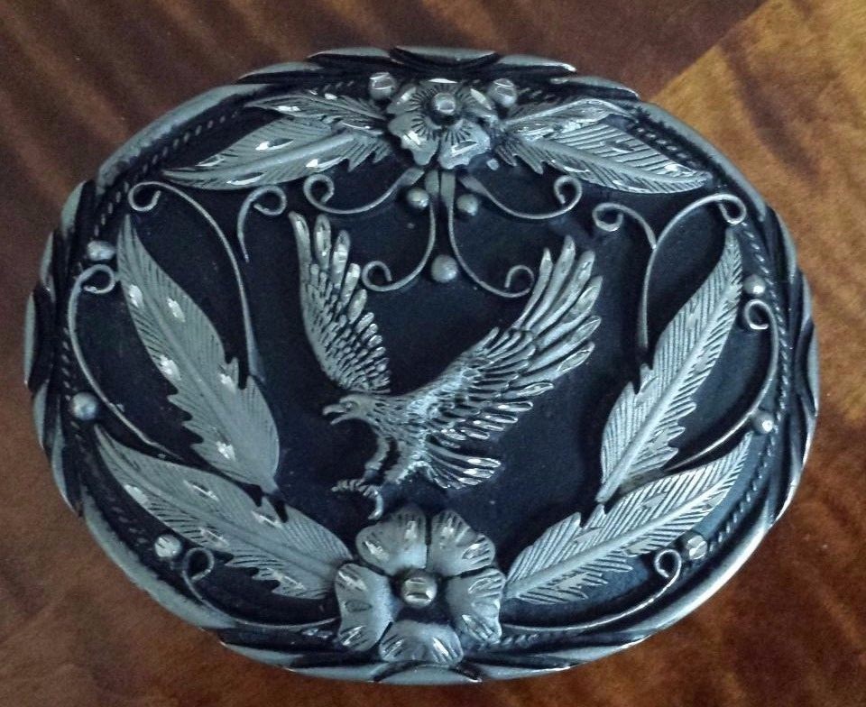 ISS Handcrafted U.S.A Belt Buckle Eagle Diamond Cuts