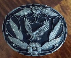 ISS Handcrafted U.S.A Belt Buckle Eagle Diamond Cuts