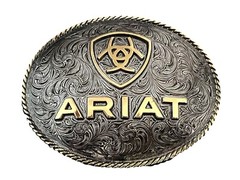 ARIAT Men&rsquo;s Antique Silver and Gold Oval Belt Buckle Rope Edging