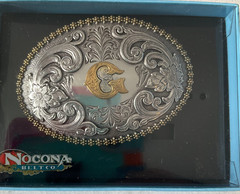 Nocona Belt Company Western Belt Buckles Mens Silver 2 Buckles G Initial