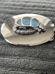 Vintage Armadillo WESTERN Handcrafted belt buckle Inlay Stones TURQUOISE Red