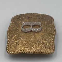 Crumrine El Arturo Bronze Western Belt Buckle Floral Engraved Initial B Vintage