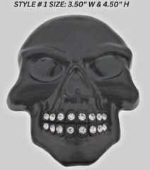 Black Skull Belt Buckles Men Skeleton Grillz Teeth Bling Rhinestones Halloween