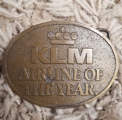 KLM Airlines Brass Belt Buckle Aviation Memorabilia Travel Logistics