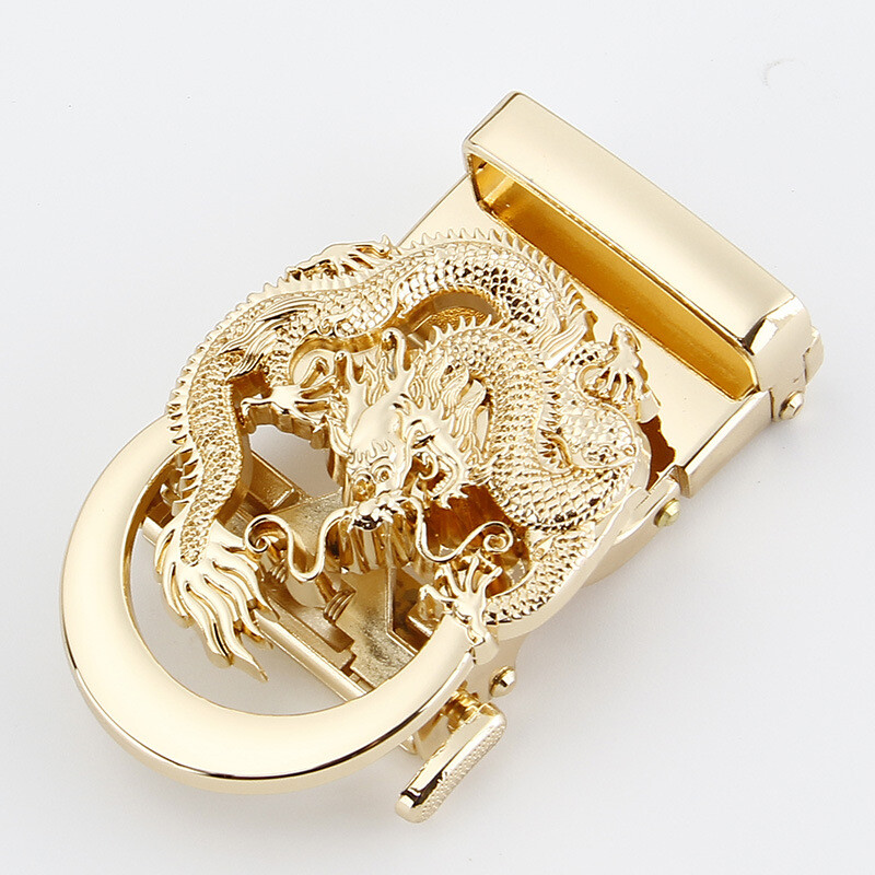 1PC Ratchet Belt Buckle Replacement Dragon Metal Gold Black Retro 1.37&Prime;/35mm