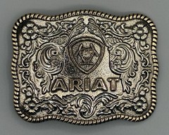 A37007 Ariat Antique Silver and Gold Toned Oval Belt Buckle 4 1/4” X 3 1/4”