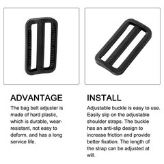 Bag Belt Glide Buckle (50mm/2&Prime;) 50Pcs, Plastic Adjustable Buckle Fasteners