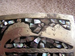 Vintage Alpaca Mexico Inlay Belt Buckle