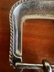 Vintage Ariat Western rope style Belt Buckle Silver Toned Rope Edge 2006