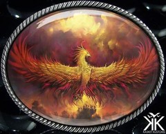 Phoenix Rising Belt Buckle – Strength Courage Handmade Silver Oval Buckle – 632