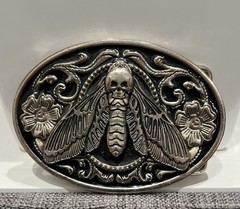 Vintage Western Dead Head Moth Belt Buckle Metal Skull Insect Goth Punk