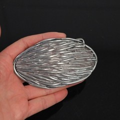 Dark Antique Silver Oval Belt Buckle Organic Textured Finish