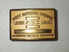 VINTAGE BRASS AMERICAN BOWLING CONGRESS IMPROVED AVERAGE BELT BUCKLE UNMARKED