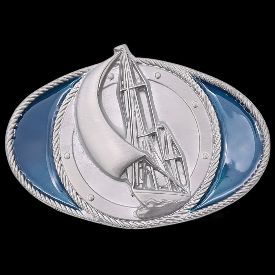 Sailing Ship Yacht Race Belt Buckle
