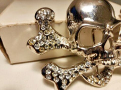Skull & Crossbones Rhinestone Enc Belt Buckle Pirate Skull 4  » JB^a