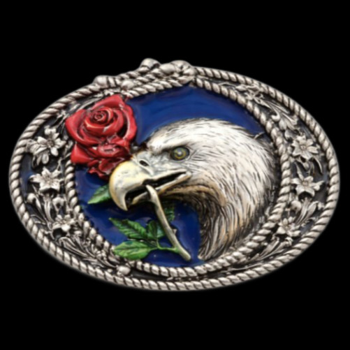 Freedom Bird Eagle Head Red Rose Wild Eagles Nature Belt Buckle Boucle Ceinture