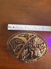 Vintage Belt Buckle Eagle Native American Tribal Diamond Cuts ISS Made In USA