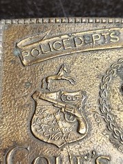 Colt&rsquo;s Mfg. Co. Belt Buckle Antique Gold Tone Police Depts Banks Express Co