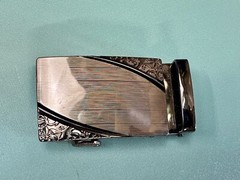Ornate Flower Swirl Pattern Replacement Silver & Black Color Belt Buckle