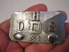 1931 FOOTBALL BASKETBALL BELT BUCKLE – D D H S – 2 7/8&Prime; X 1 1/2&Prime; – GW6