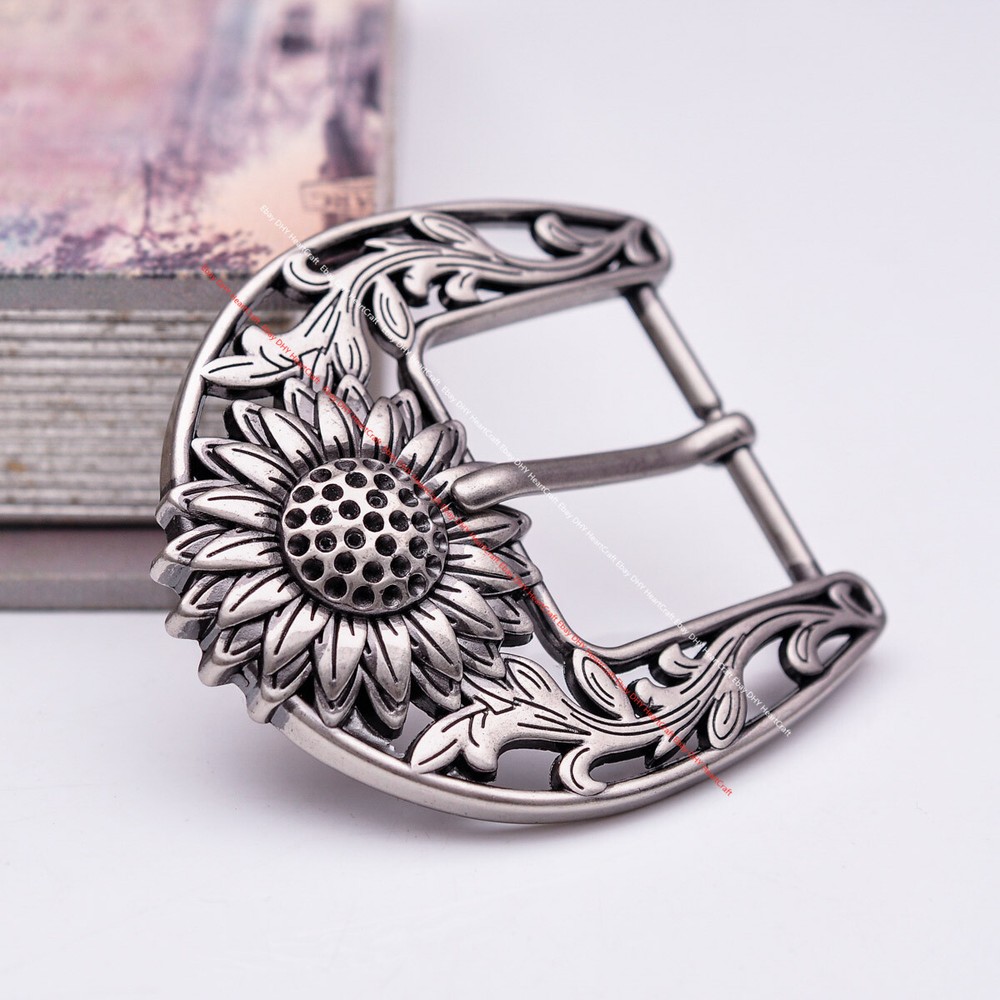 Western Cowboy Sun Flower Single Prong Wide Pin Belt Buckle Replacement fit 38mm