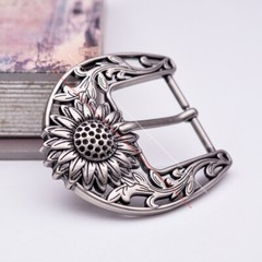 Western Cowboy Sun Flower Single Prong Wide Pin Belt Buckle Replacement fit 38mm