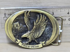 C&J Inc. Vintage 1994 Pikes Peak Eagle Belt Buckle Bronze Tone 3.5&Prime; Western