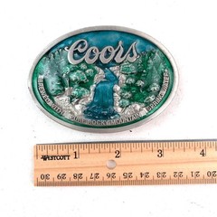 Coors Belt Buckle 3D Blue Green Silver Rocky Mountain Frozn Color Oval