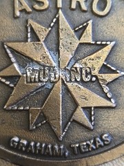 Vintage Hit Line Corporate Brass Belt Buckle ASTRO MUD INC Graham TX Read