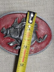 1970s-80s vintage ARKANSAS belt buckle RAZORBACKS wild pig WESTERN cowboy