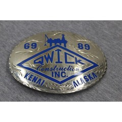Unbranded Belt Buckle Men OS Silver Wick Construction Kenai Alaska Vintage 69-89