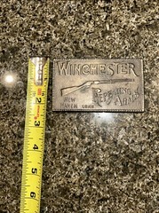 Winchester Repeating Arms New Haven Conn. Rifle Guns Vintage Brass Belt Buckle