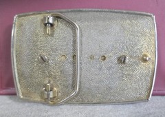 Vintage Gold Metal Western Engraved Plumes & Oak Leaves Agate Cameo Belt Buckle