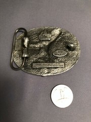 SOLID PEWTER SISKIYOU BELT BUCKLE – SOUTHWEST EAGLE FEATHER DANCER DESIGN