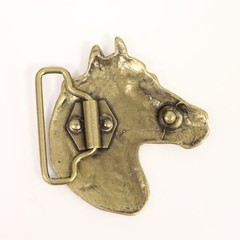 Vintage Horse Head Belt Buckle Antique Brass – Western Style for Equestrian