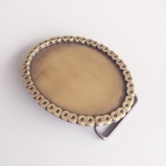 Antique Bronze Plated Oval Rider Blank Belt Buckle for Engraving