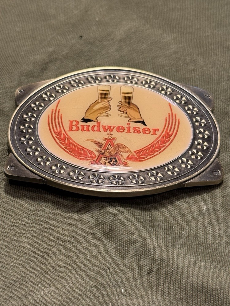 Vintage/undated Budweiser Beer belt buckle. 3.5&Prime; Wide.