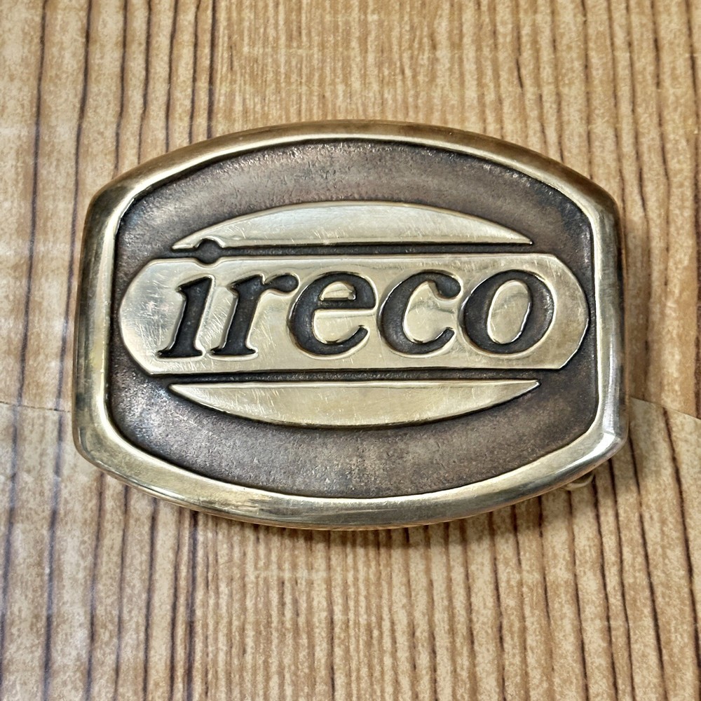 1980 Vintage IRECO Belt Buckle BRASS Anacortes Works ABW Illinois Railway USA