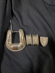 Sterling Silver 10K Gold Overlay Western 4 Pc Belt Buckle Set GN34 Mexico