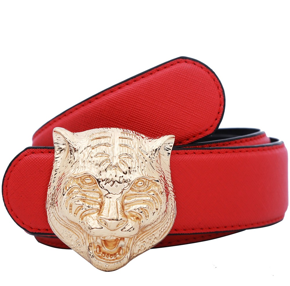 Yuangu Men&rsquo;s Big Tiger Buckle 38-mm Italian 105cm/41.3inch (34-36), Red Gold